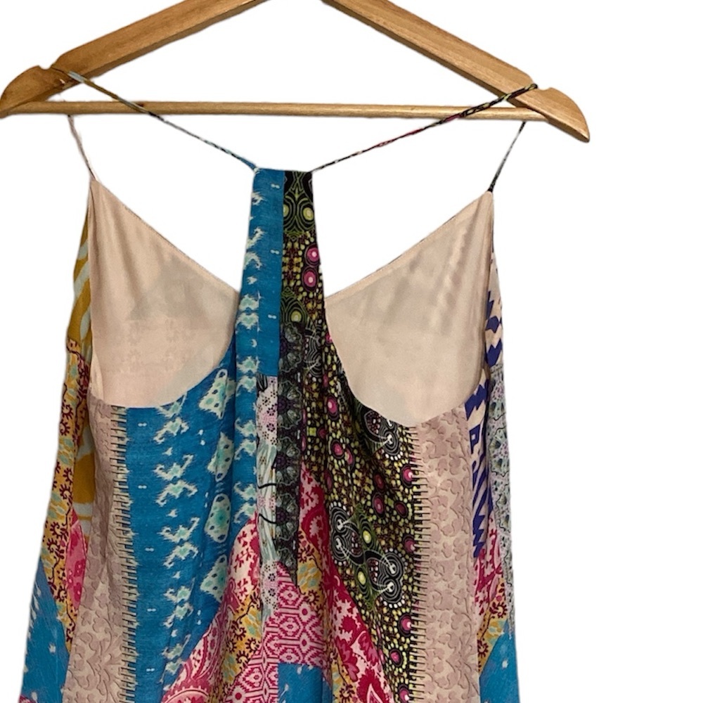 Lavender Brown Silk Patchwork Racerback Slip Mini… - image 6